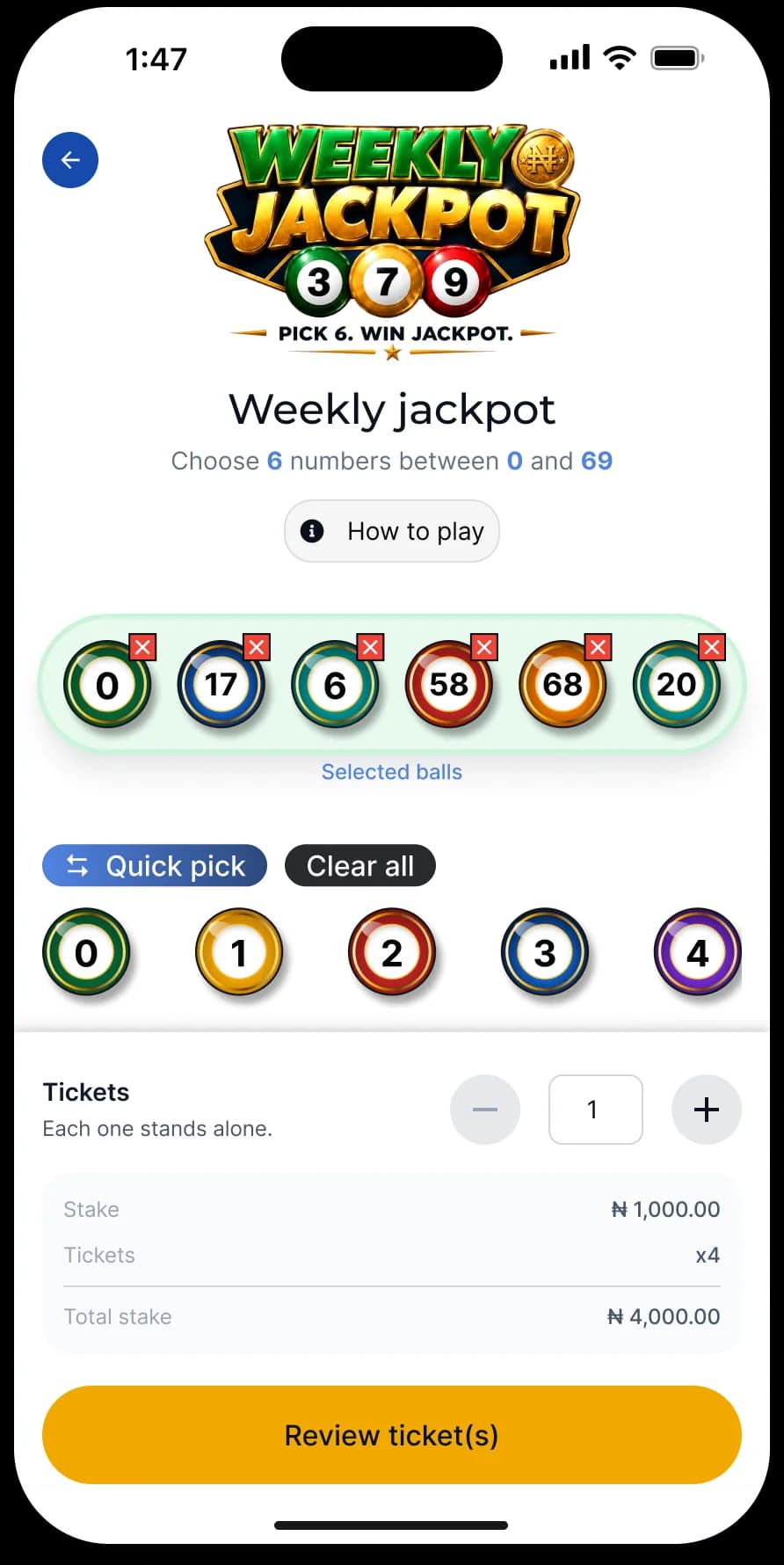 The Eko Millions app: Weekly Jackpot